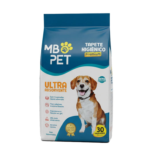 Kit 30 Tapete Higiênico 80x60cm Mb Pet Ultra Absorvente 5 Camadas