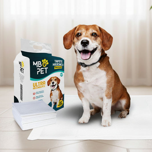 Kit 30 Tapete Higiênico 80x60cm Mb Pet Ultra Absorvente 5 Camadas